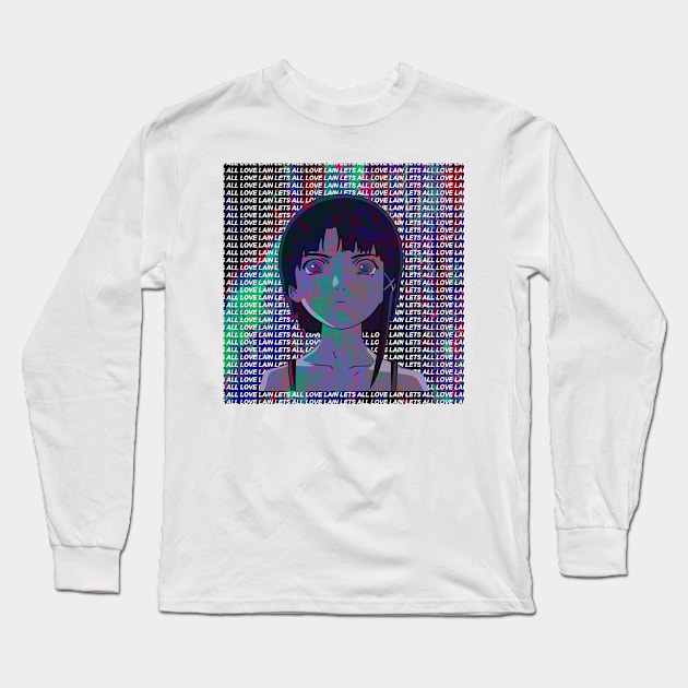 LETS ALL LOVE LAIN SAD JAPANESE ANIME AESTHETIC Long Sleeve T-Shirt by Poser_Boy